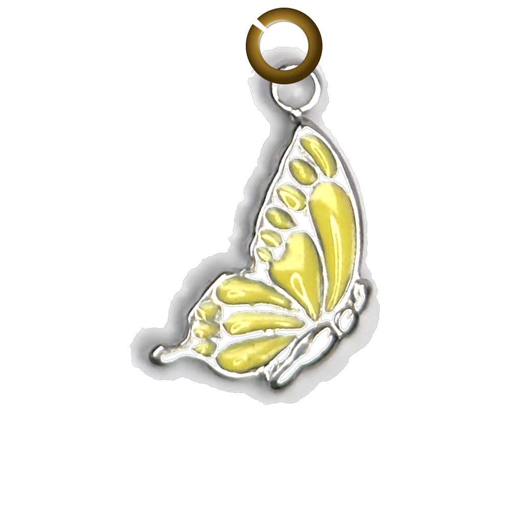 Enamel Butterfly Charm - Yellow charm with jump ring