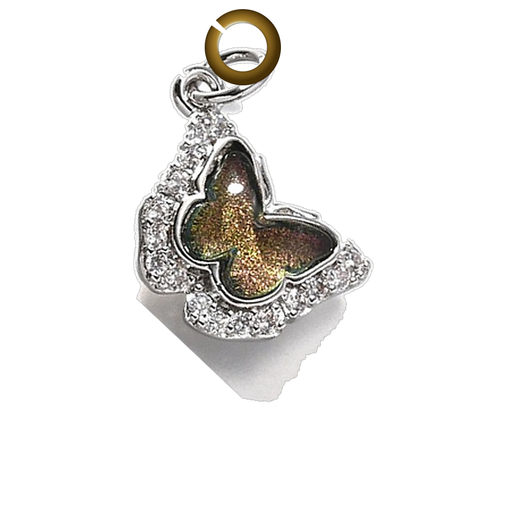 Rhinestone Butterfly Charm - Bronze charm with jump ring