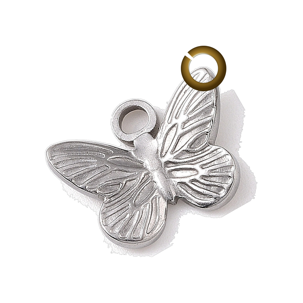 Textured Butterfly Charm charm with jump ring