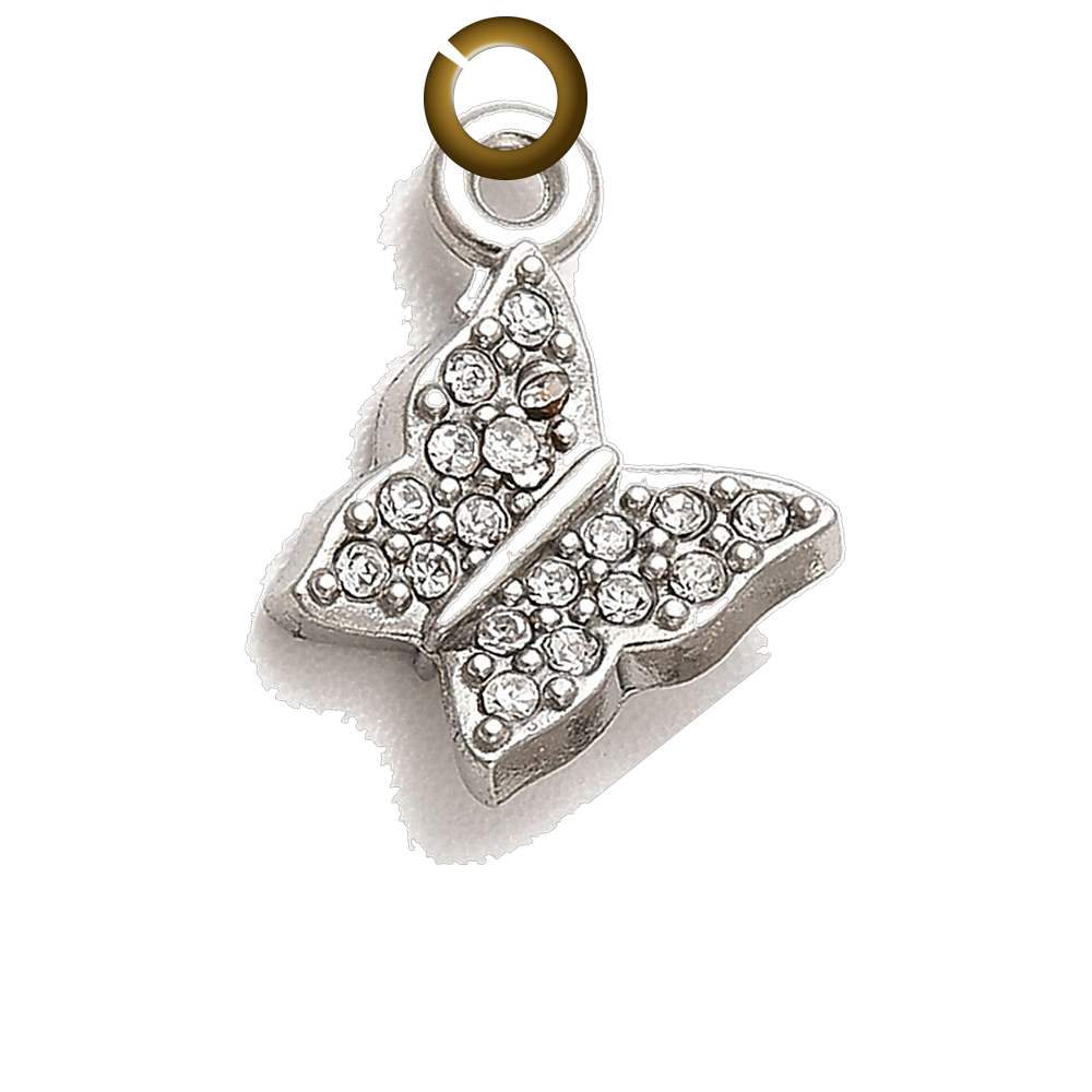 Rhinestone Butterfly Charm charm with jump ring