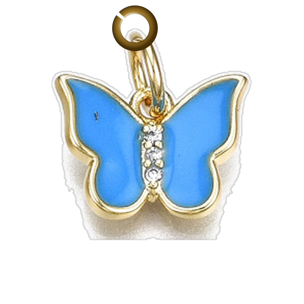 Enamel Butterfly Charm - Blue charm with jump ring
