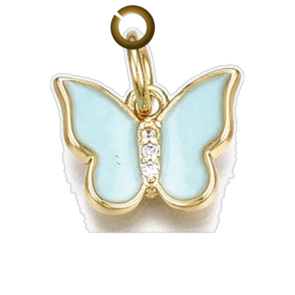 Enamel Butterfly Charm - Light Blue charm with jump ring