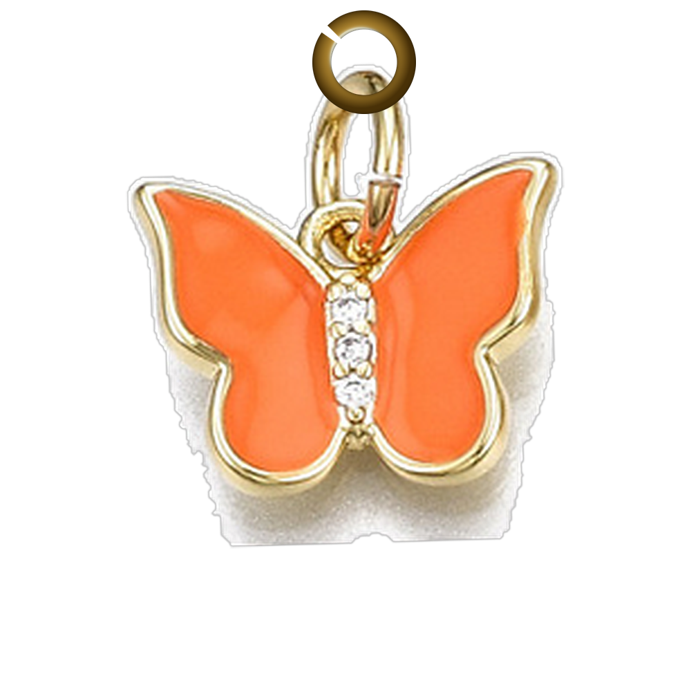 Enamel Butterfly Charm - Orange charm with jump ring