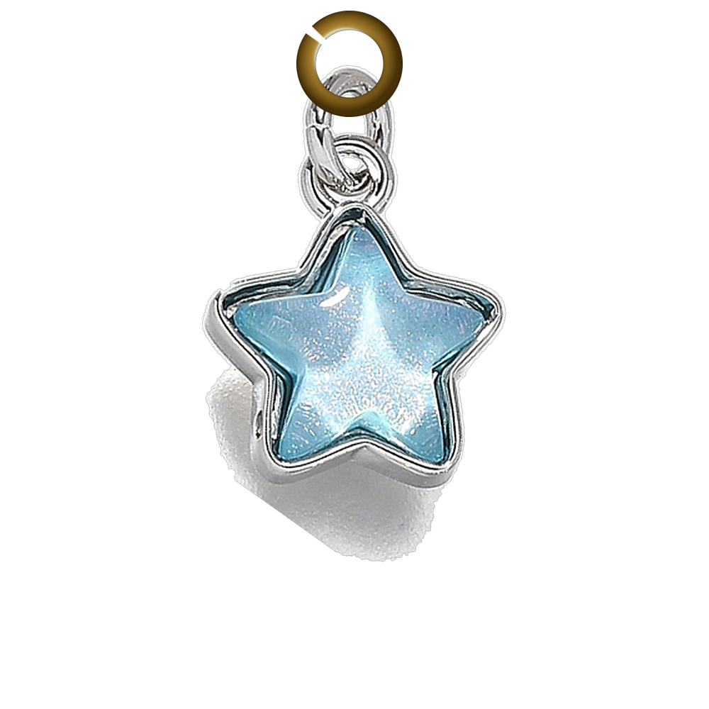 Glitter Star Charm - Light Blue charm with jump ring
