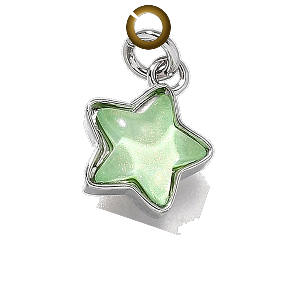 Glitter Star Charm - Light Green charm with jump ring