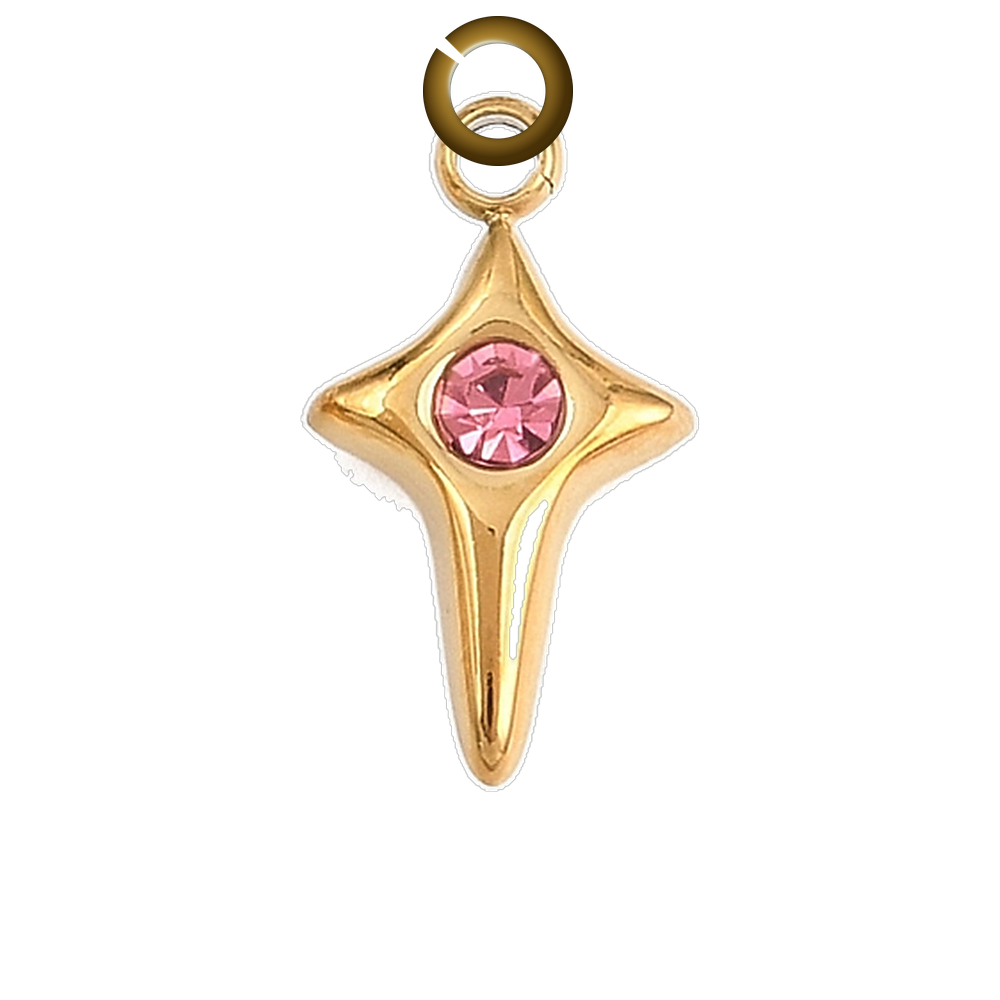 Sparkle Star Charm - Pink charm with jump ring