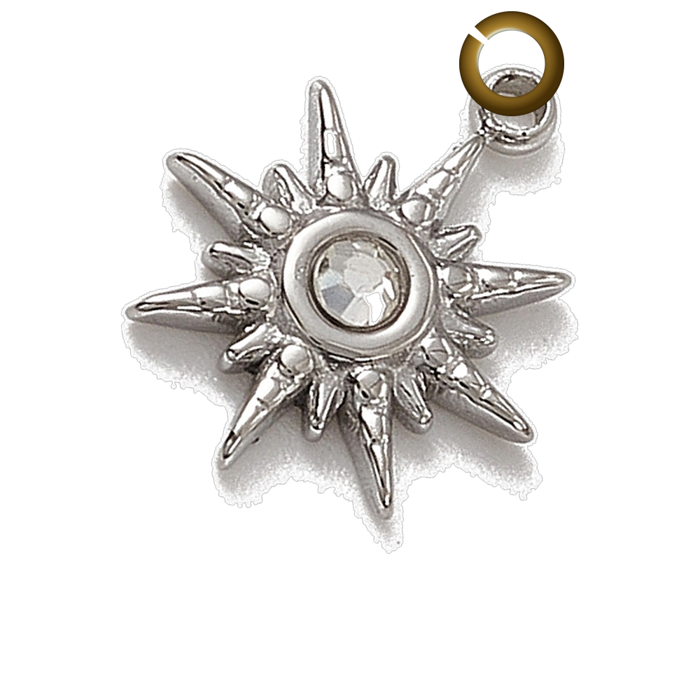 Rhinestone Sun Charm charm with jump ring