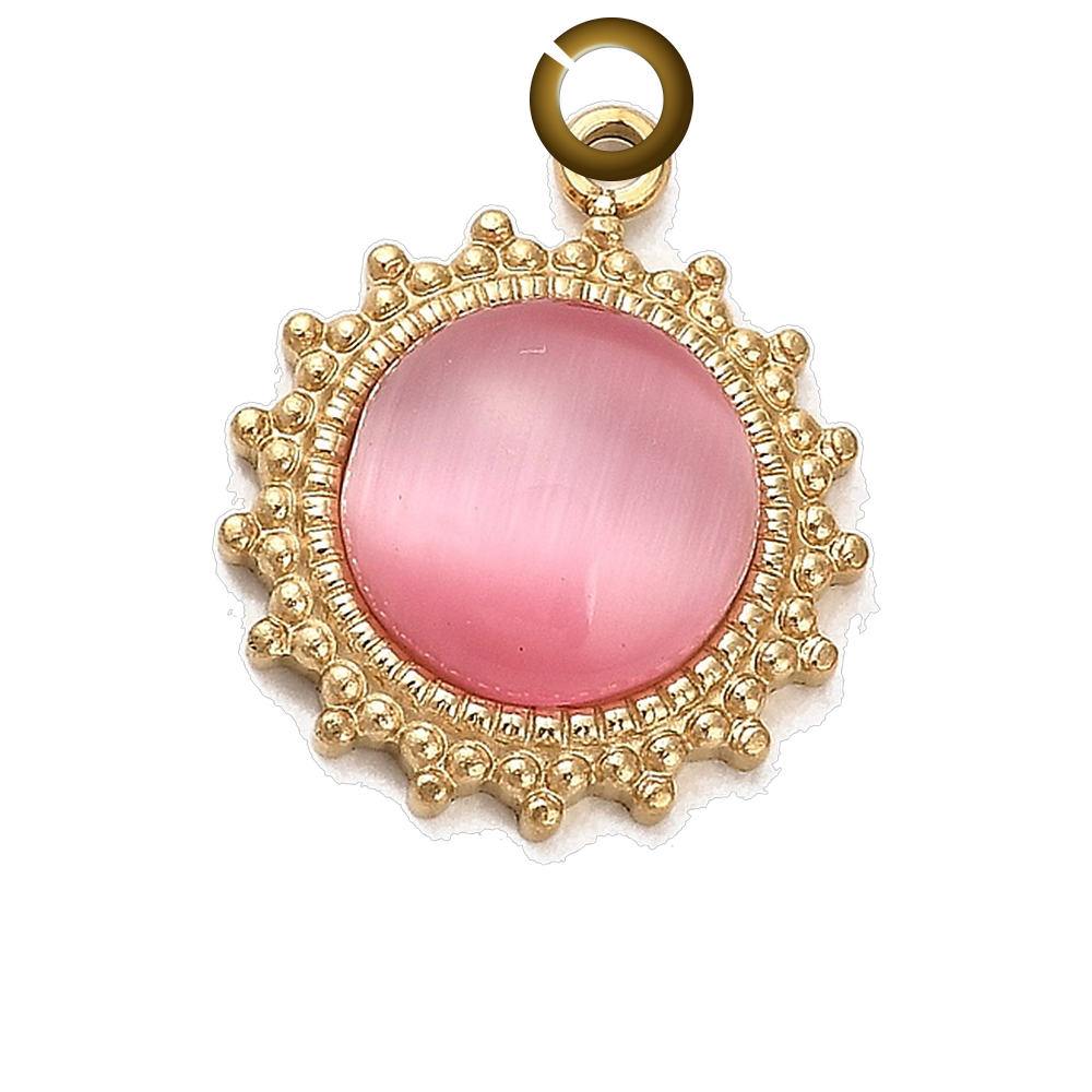 Cat Eye Sun Charm - Pink charm with jump ring