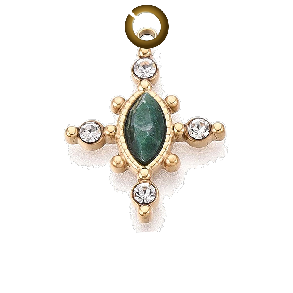 North Star Charm - Green charm with jump ring