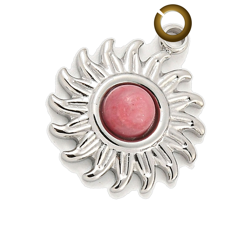 Sun Charm - Pink charm with jump ring