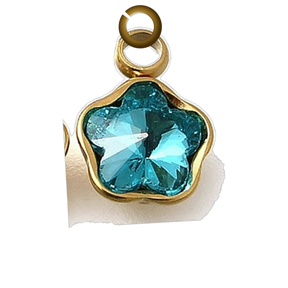 Crystal Star Charm - Aqua charm with jump ring