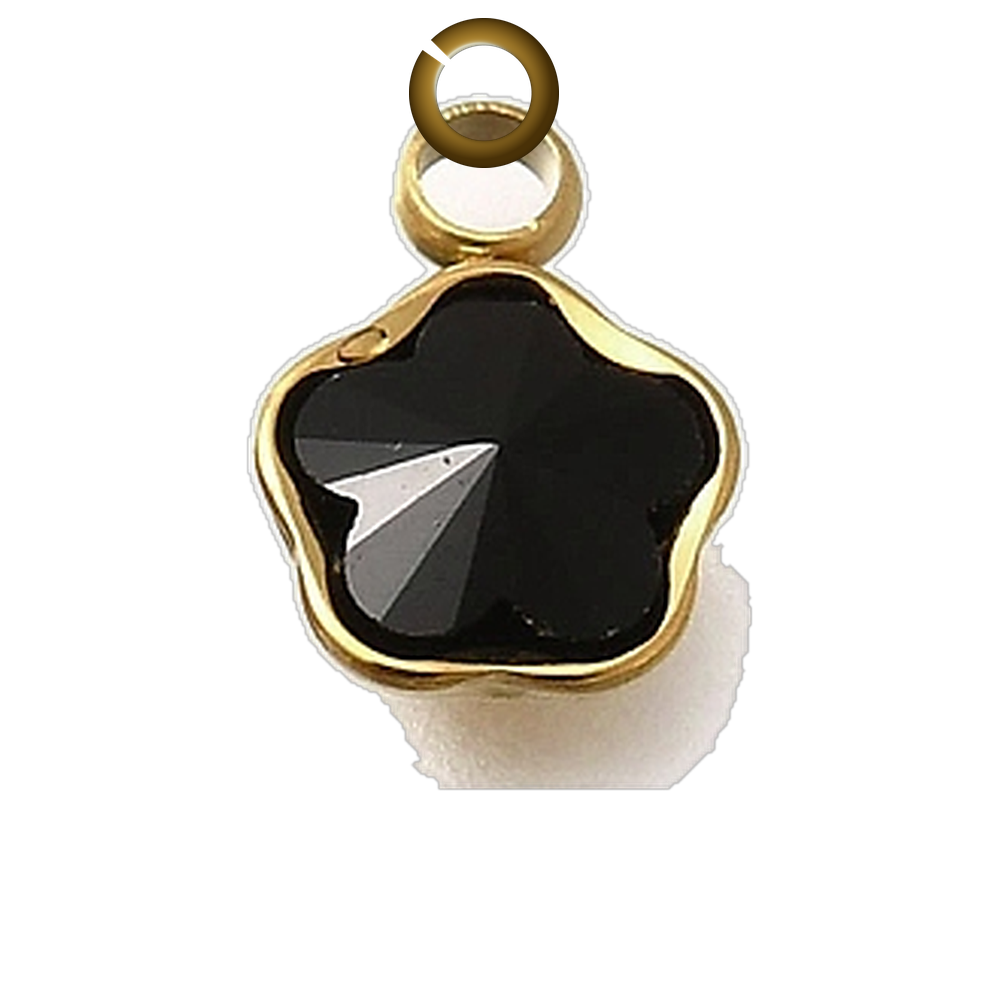 Crystal Star Charm - Black charm with jump ring