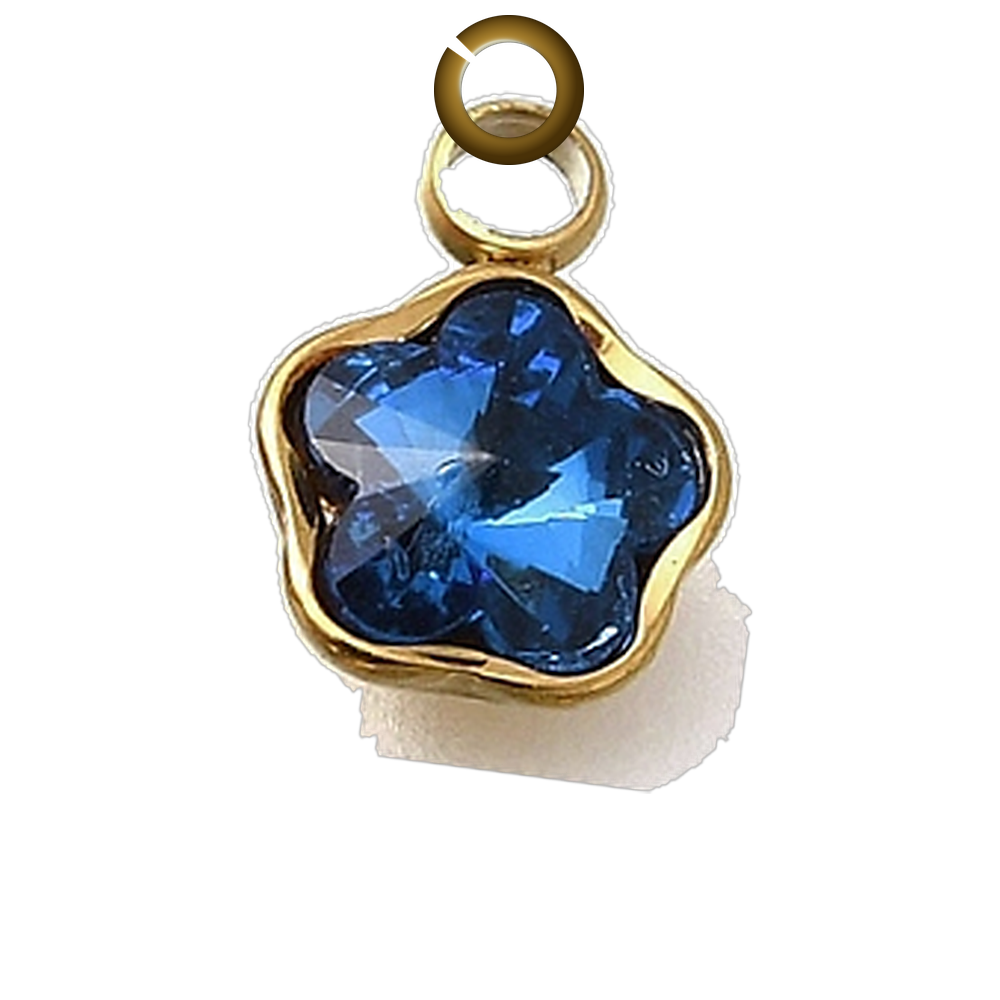 Crystal Star Charm - Blue charm with jump ring
