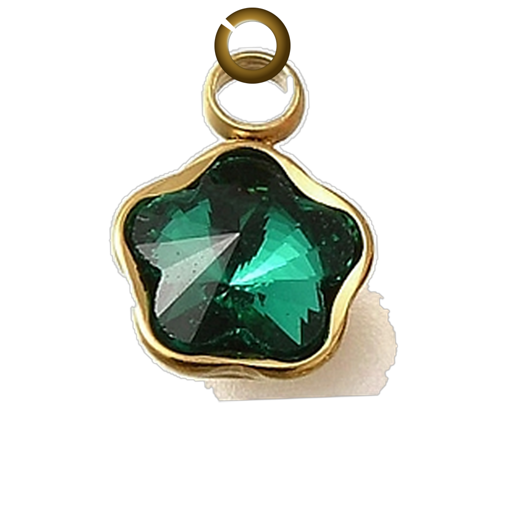 Crystal Star Charm - Emerald Green charm with jump ring