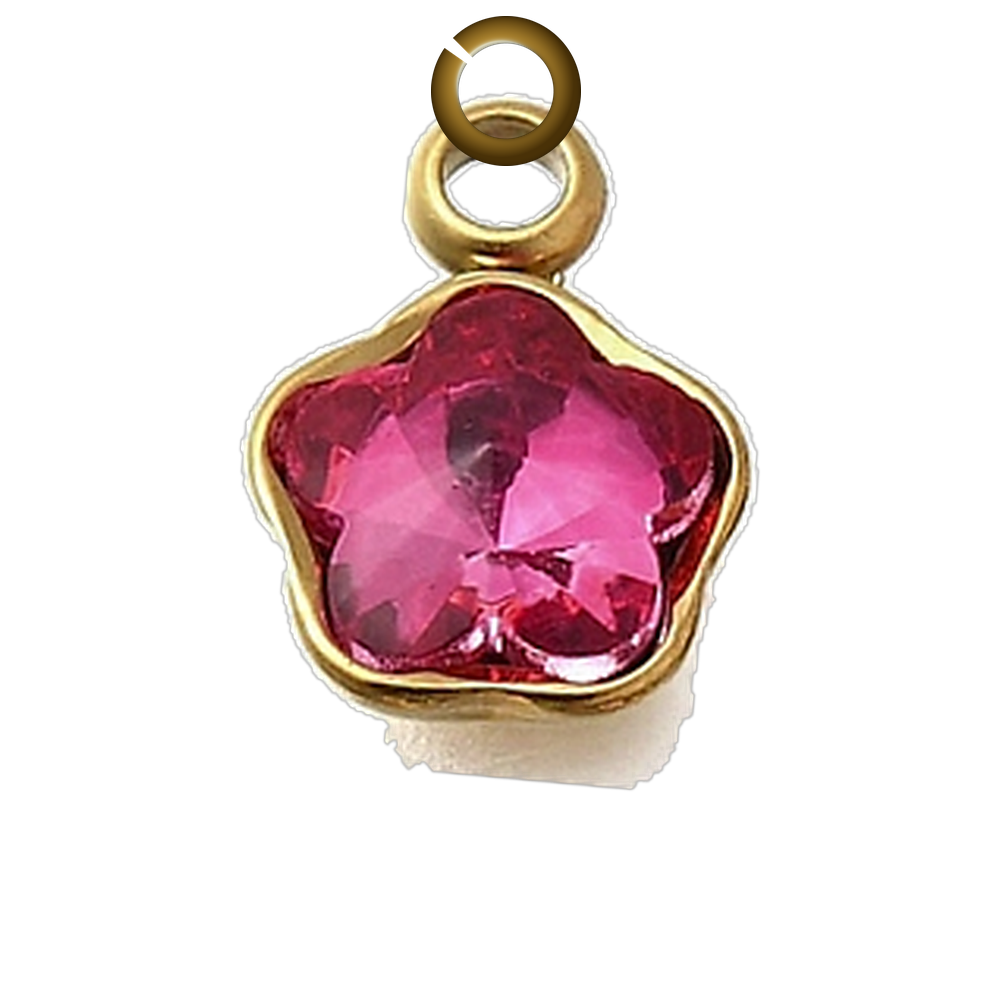 Crystal Star Charm - Fuchsia charm with jump ring