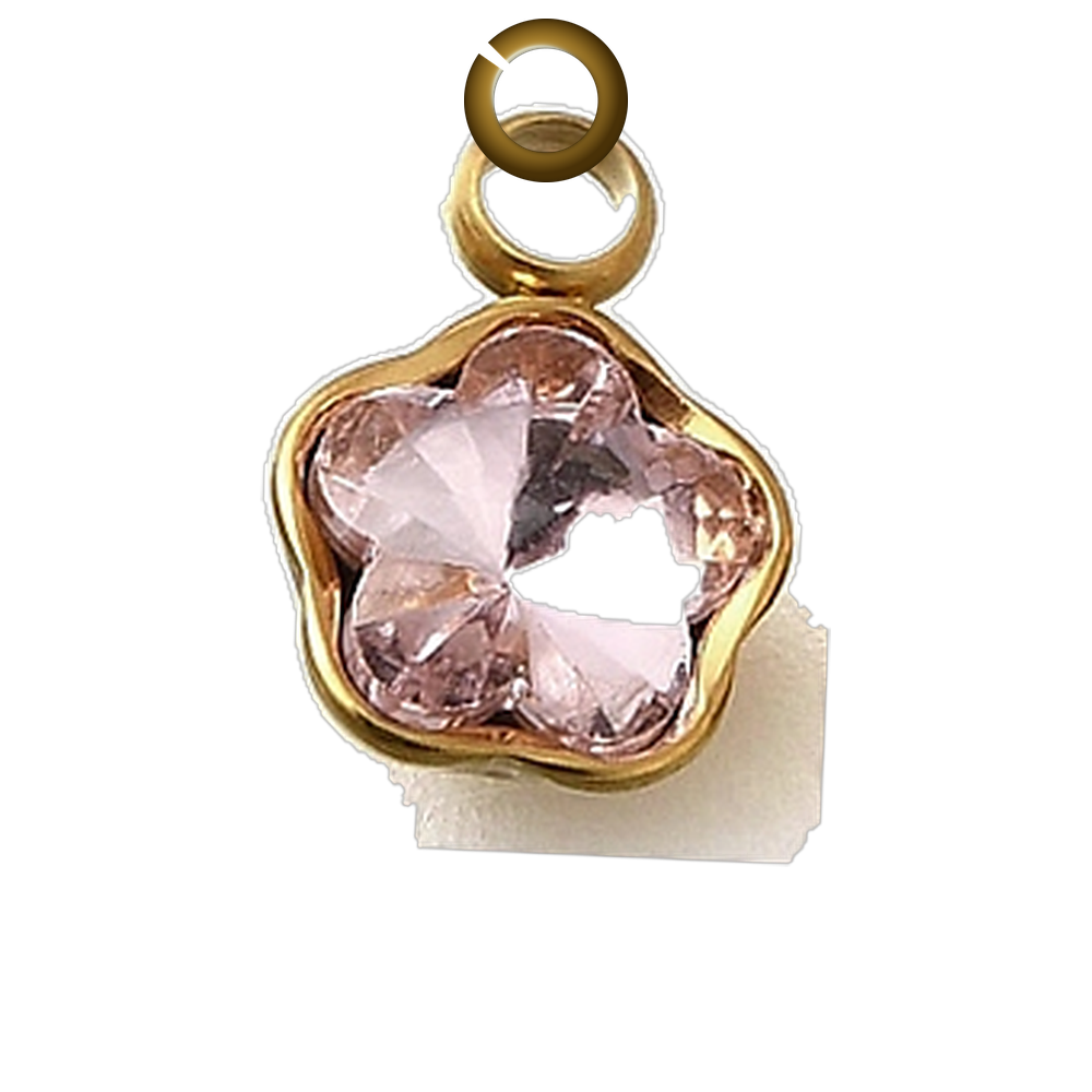 Crystal Star Charm - Light Pink charm with jump ring