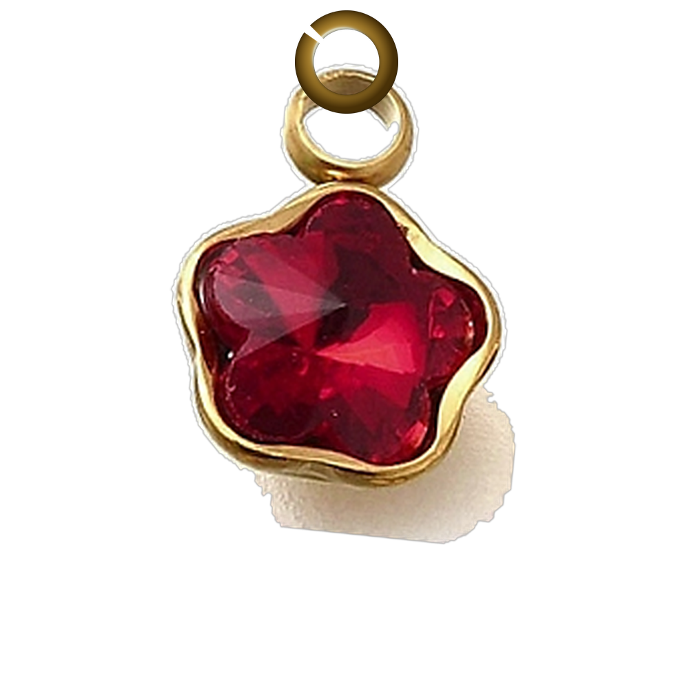 Crystal Star Charm - Red charm with jump ring