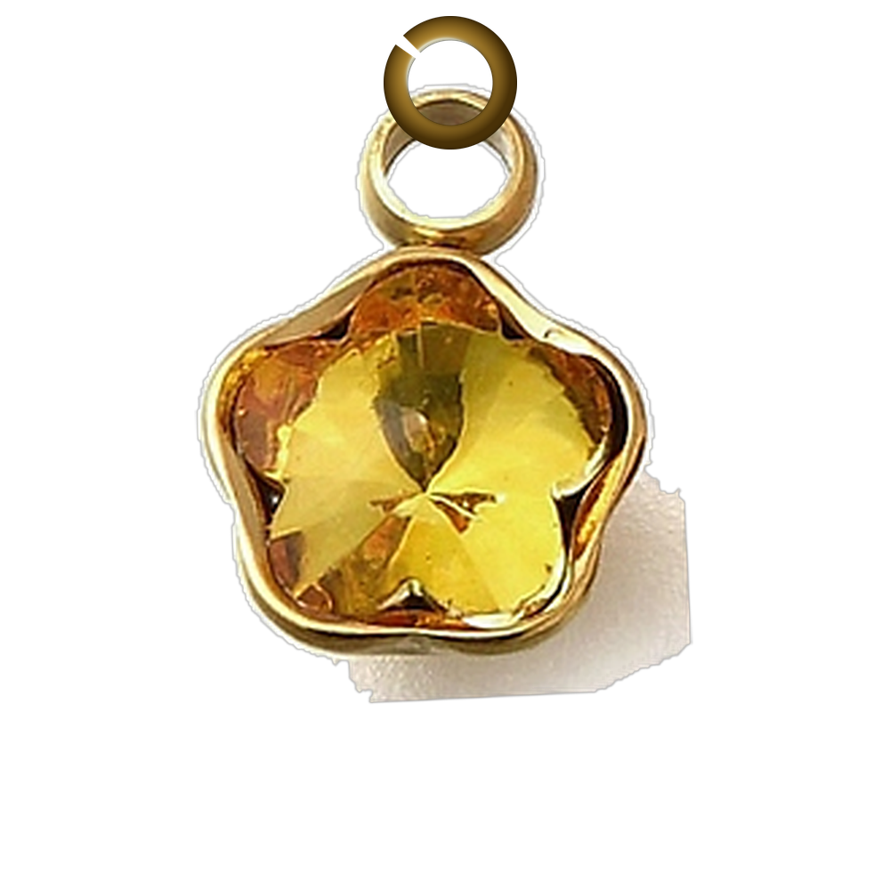 Crystal Star Charm - Yellow charm with jump ring