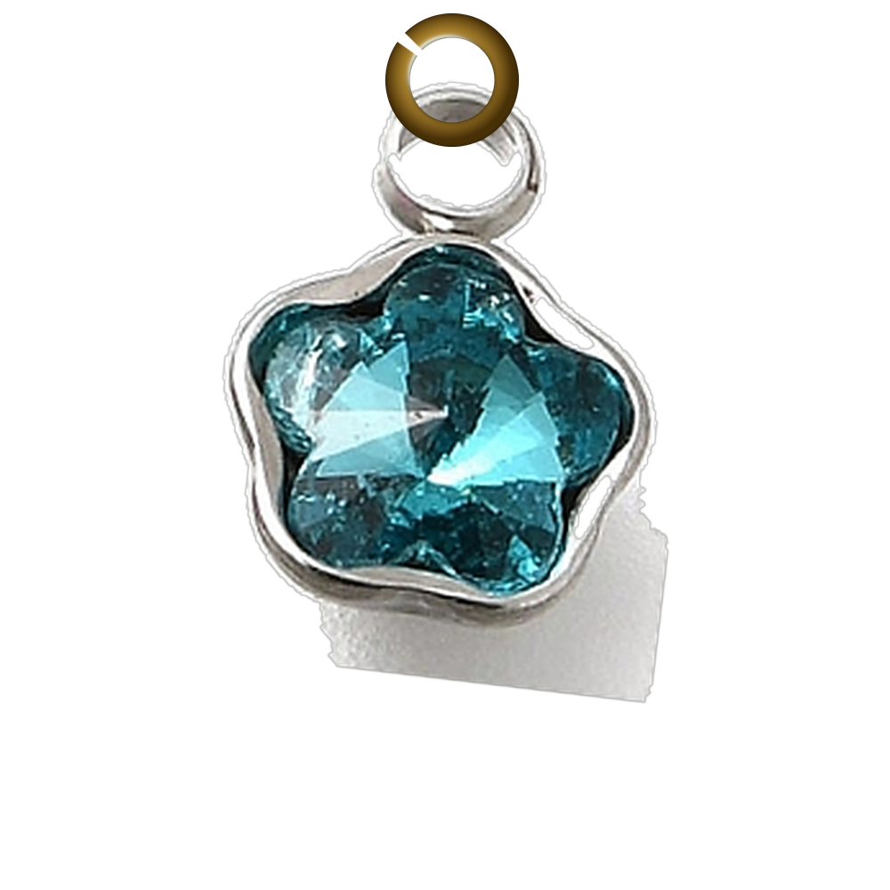 Crystal Star Charm - Aqua charm with jump ring