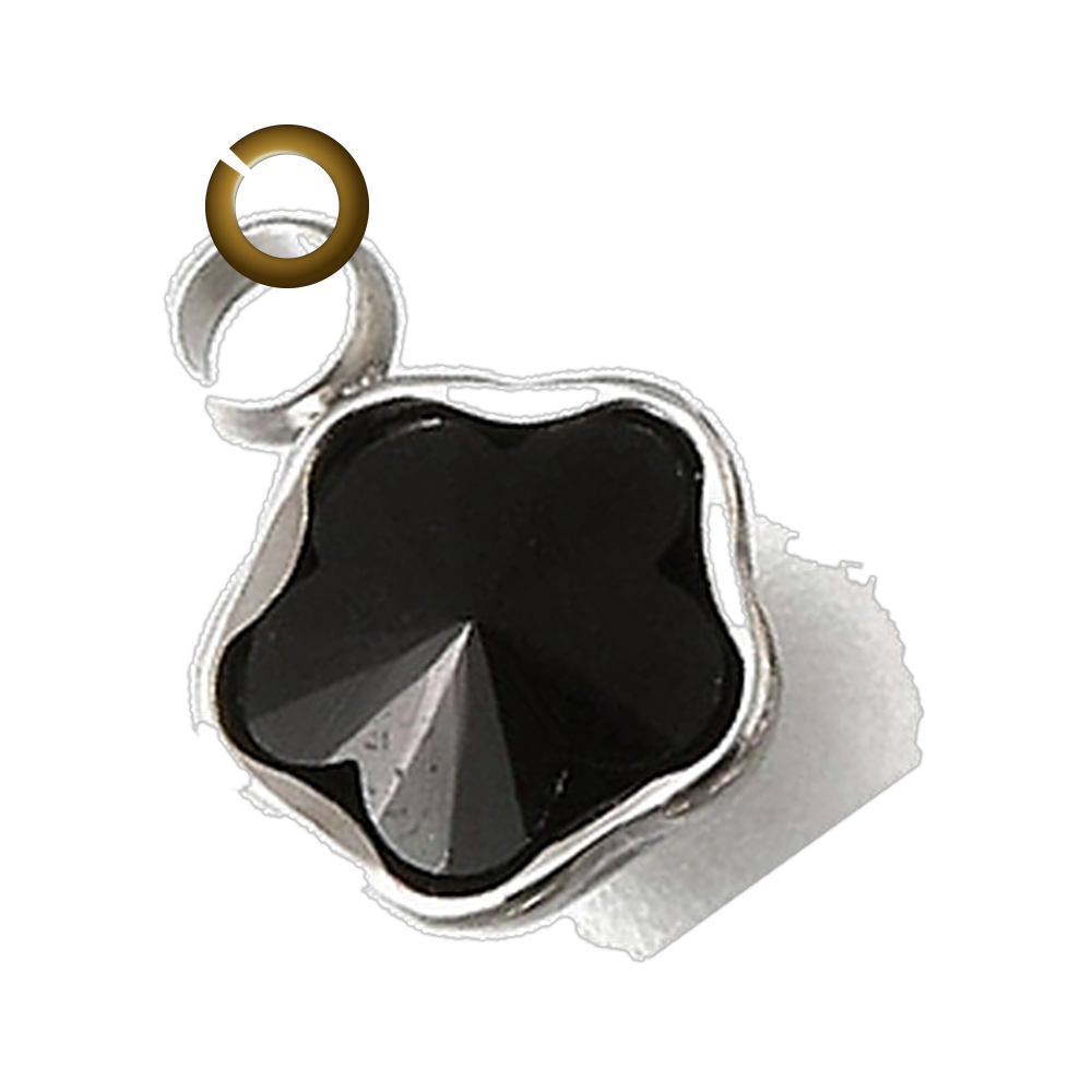 Crystal Star Charm - Black charm with jump ring