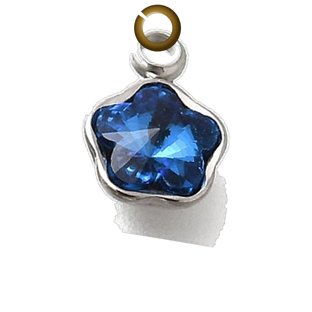 Crystal Star Charm - Blue charm with jump ring
