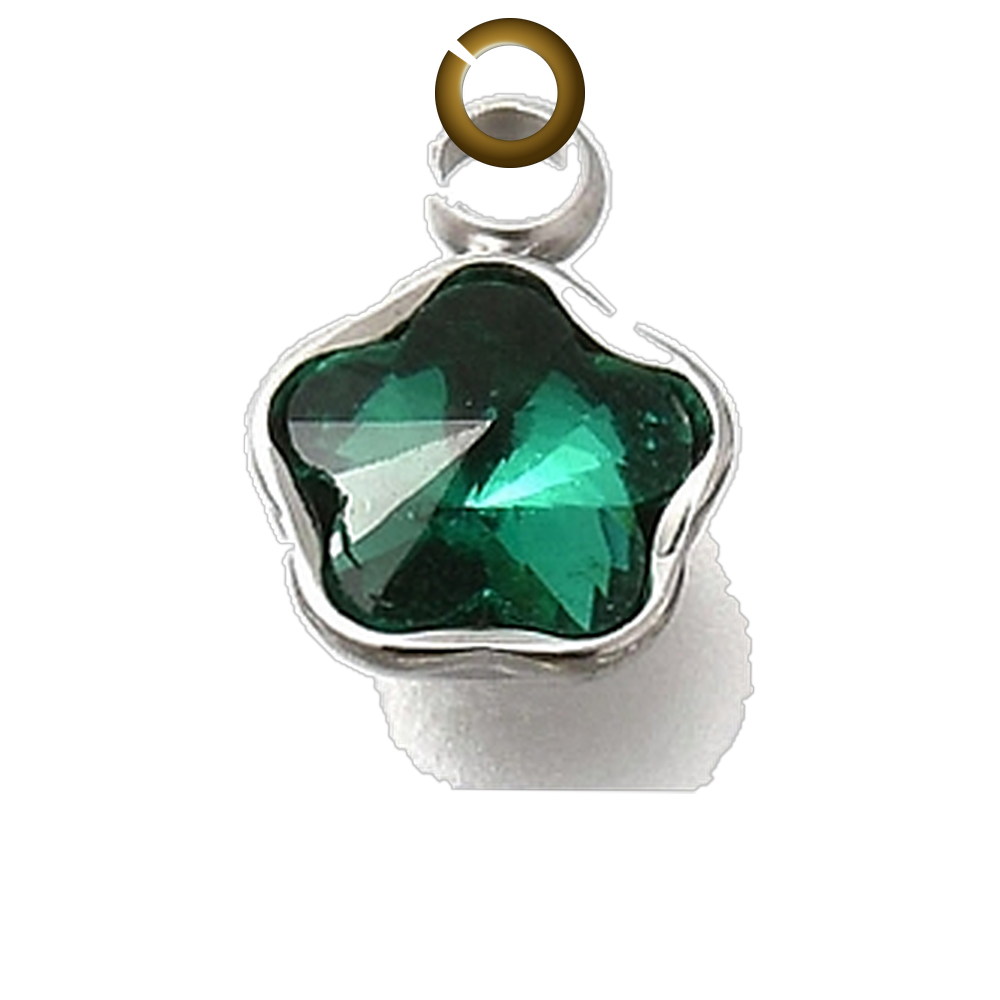 Crystal Star Charm - Emerald Green charm with jump ring