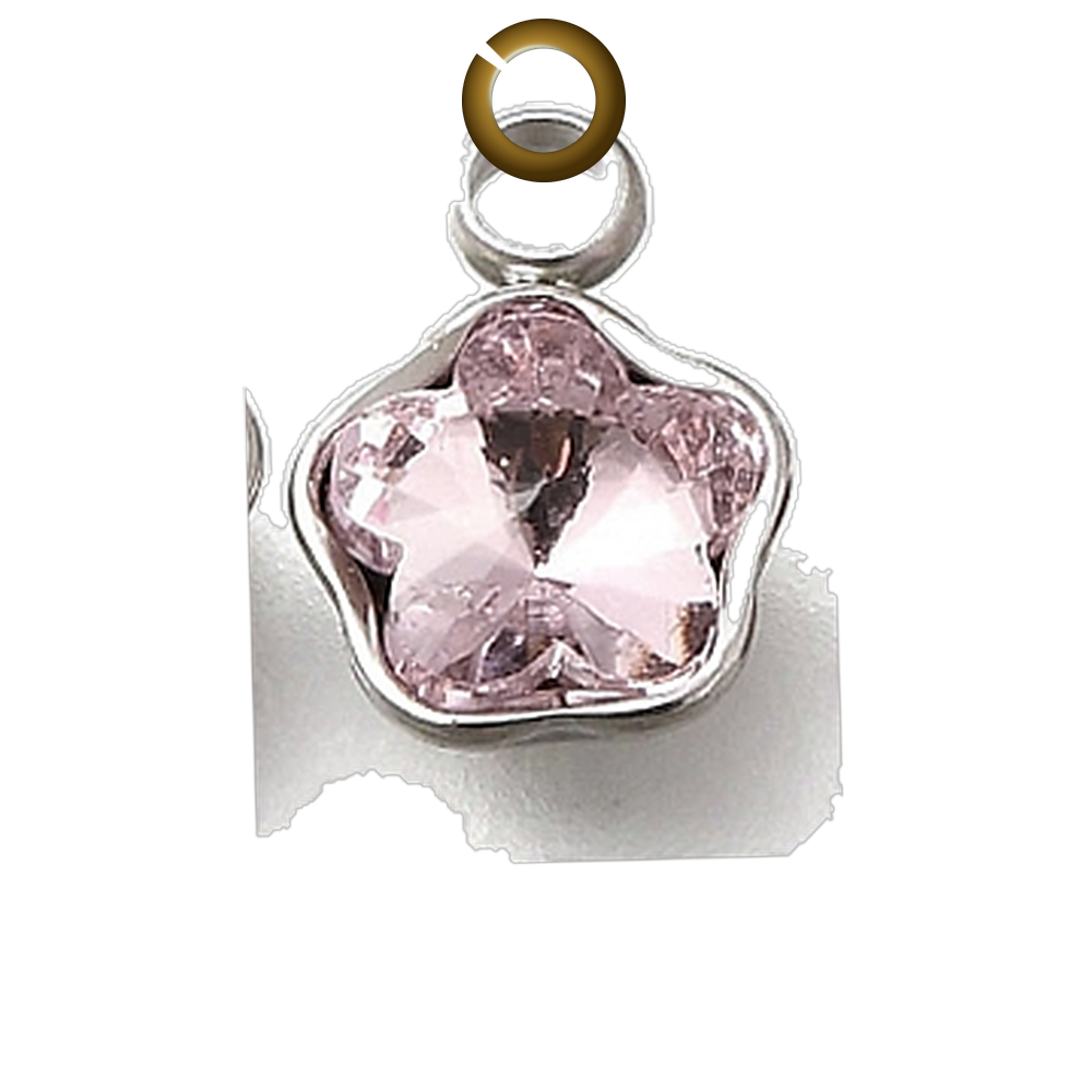 Crystal Star Charm - Light Pink charm with jump ring