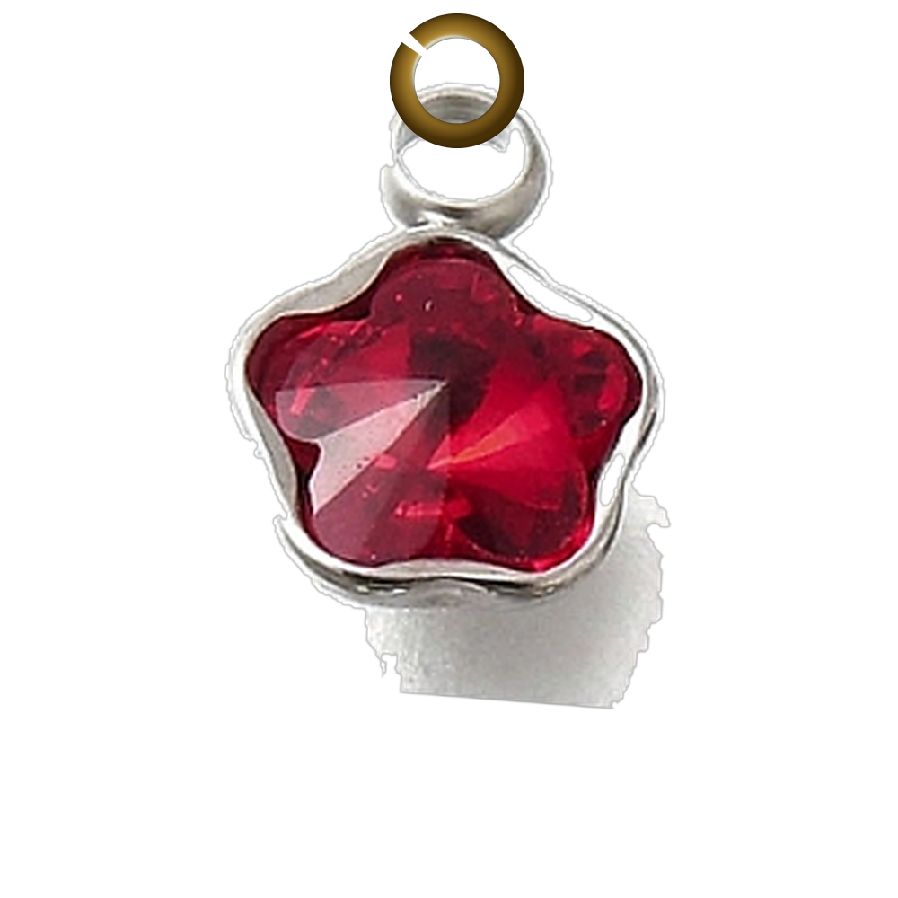Crystal Star Charm - Red charm with jump ring