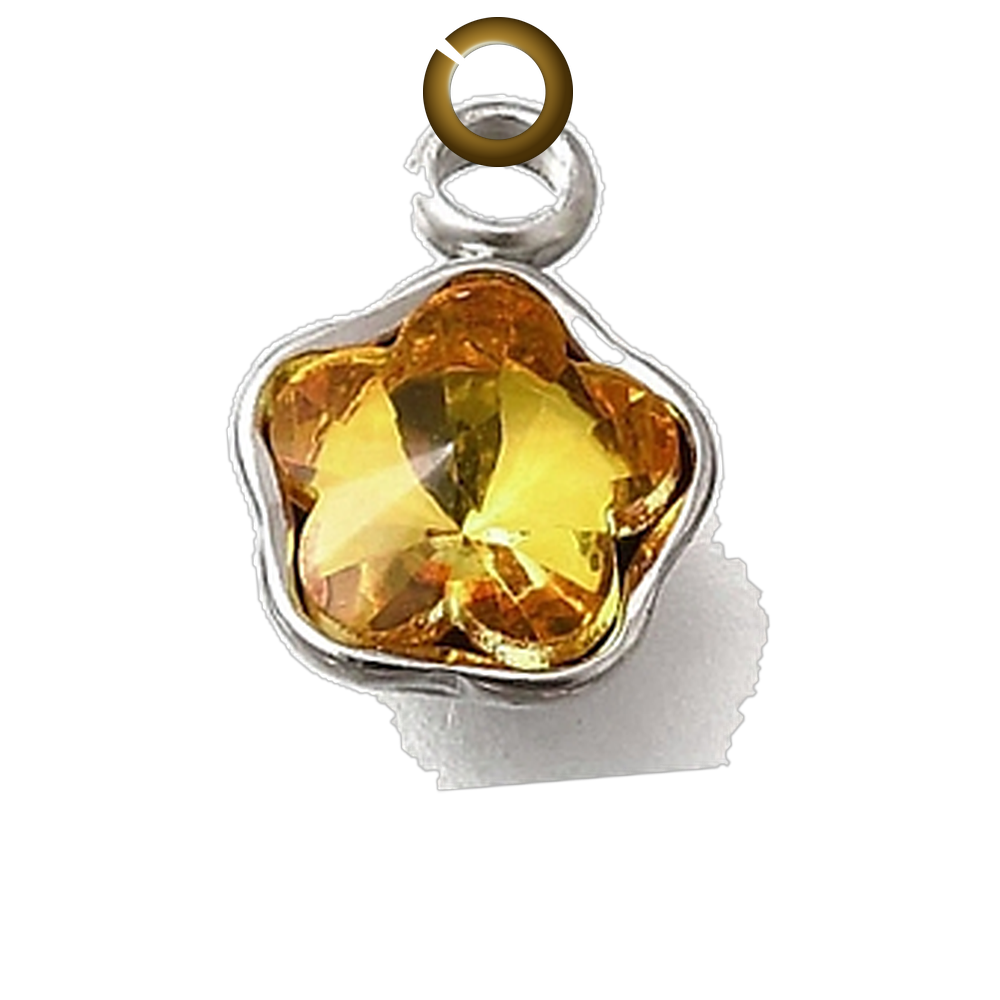 Crystal Star Charm - Yellow charm with jump ring