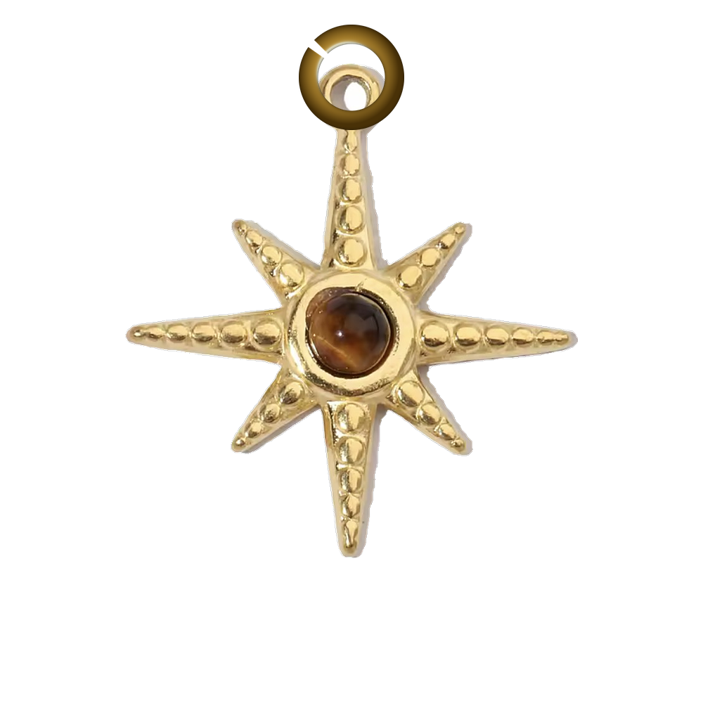 Starburst Charm - Tiger's Eye charm with jump ring