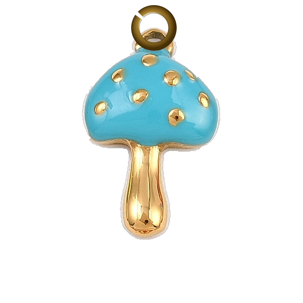 Mushroom Charm - Blue charm with jump ring