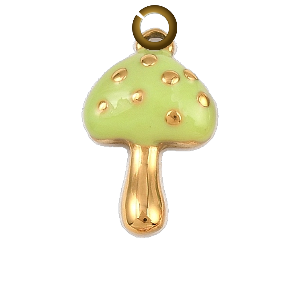 Mushroom Charm - Green charm with jump ring