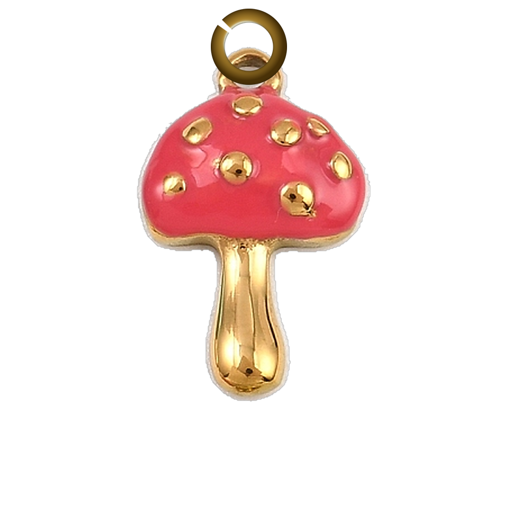 Mushroom Charm - Red charm with jump ring