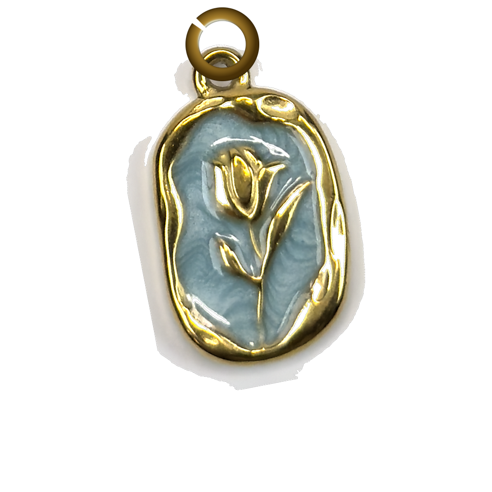 Tulip Charm - Light Blue charm with jump ring
