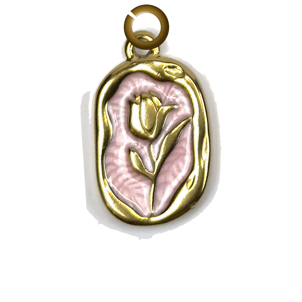 Tulip Charm - Pink charm with jump ring