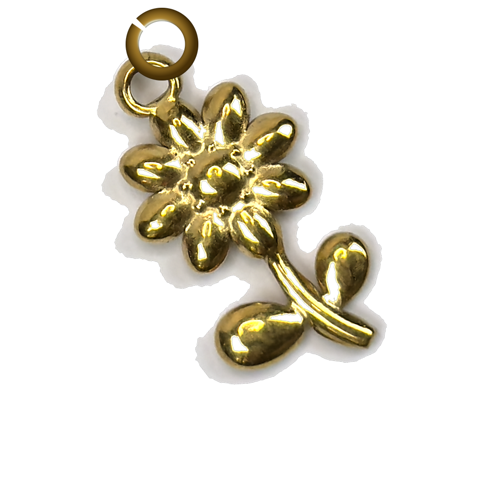 Stem Flower Charm charm with jump ring