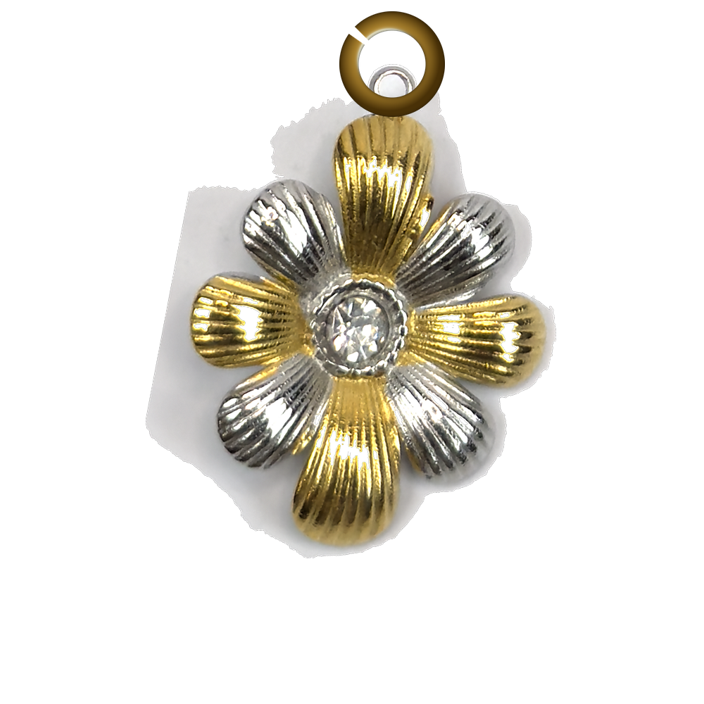 Ribbed Flower Charm charm with jump ring