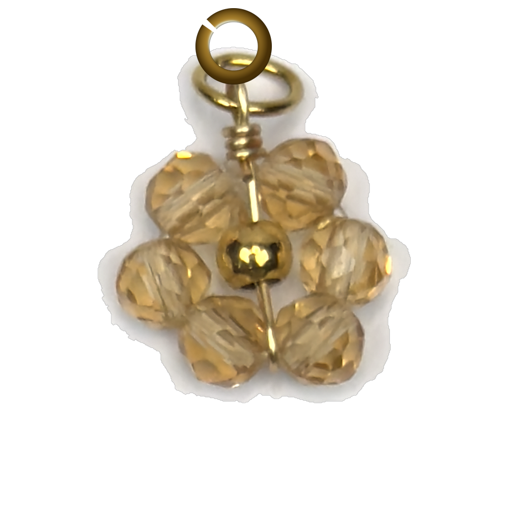Beaded Flower Charm - Champagne charm with jump ring