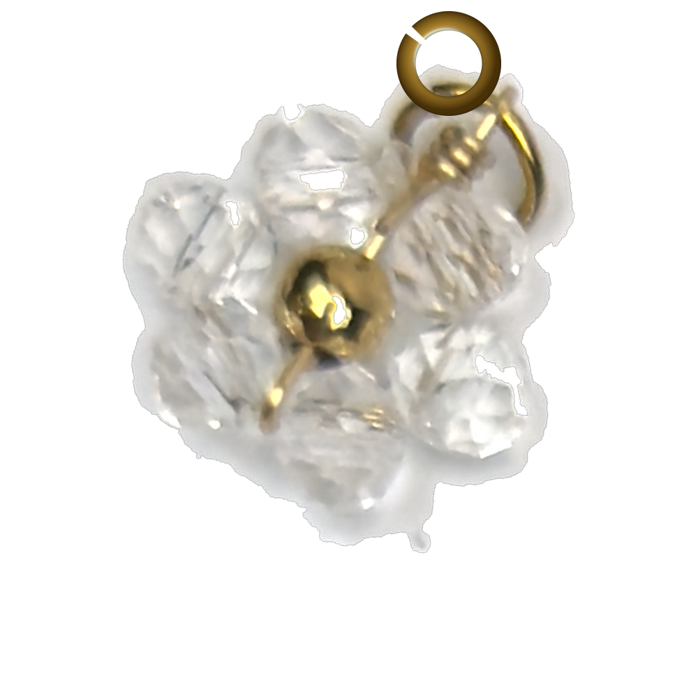 Beaded Flower Charm - Clear charm with jump ring