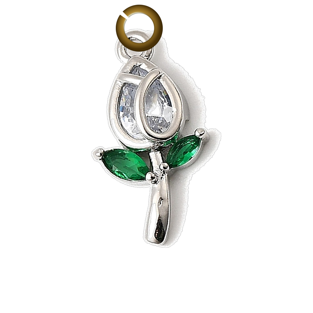 Tulip Charm - Clear charm with jump ring