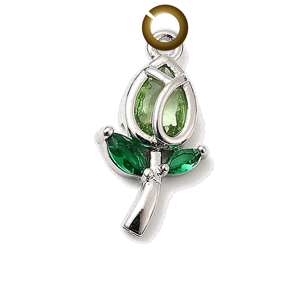Tulip Charm - Light Green charm with jump ring
