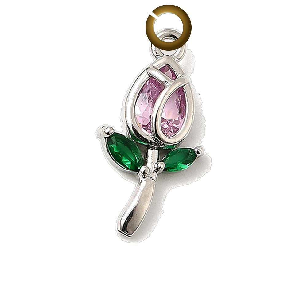 Tulip Charm - Pink charm with jump ring