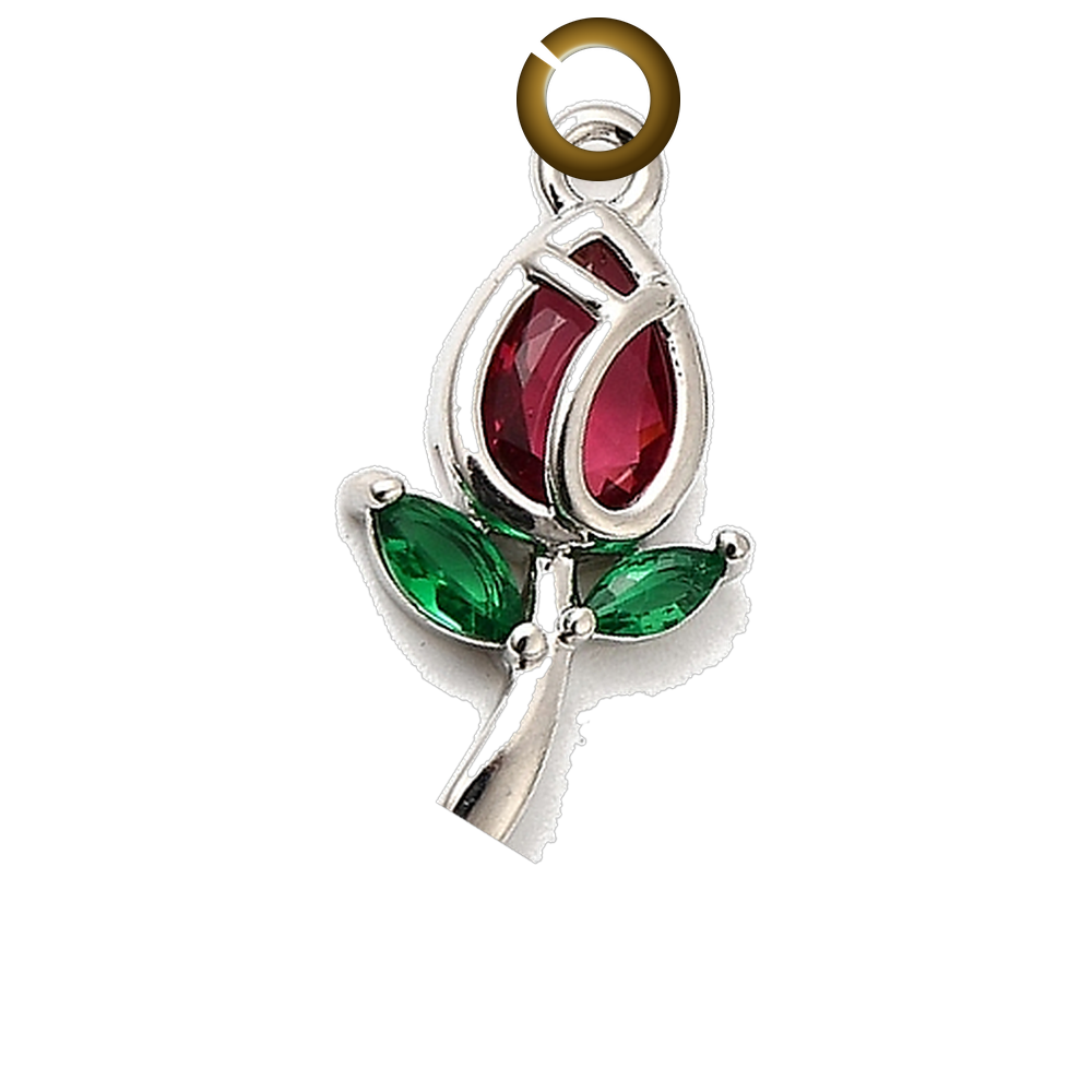 Tulip Charm - Red charm with jump ring