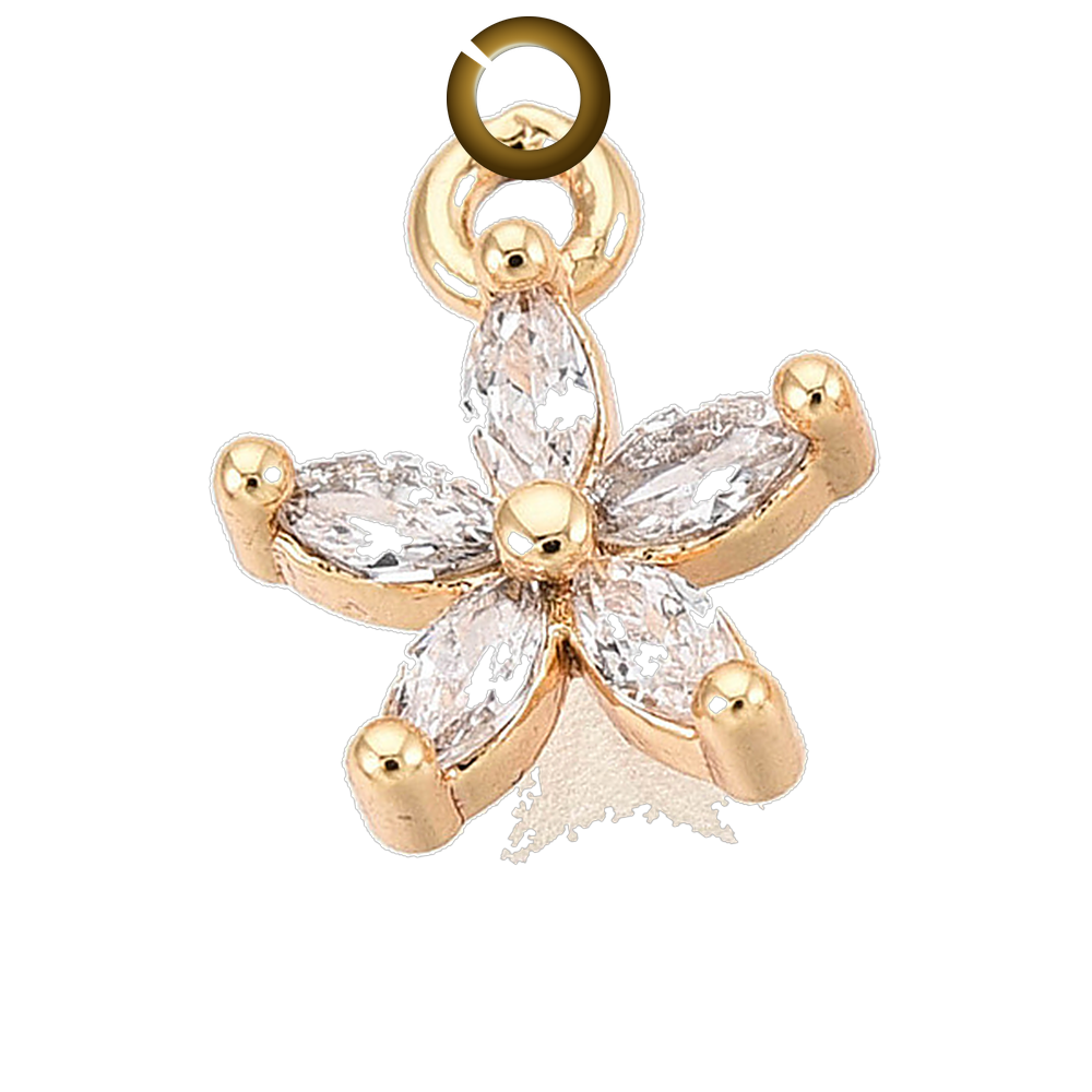 Crystal Flower Charm charm with jump ring