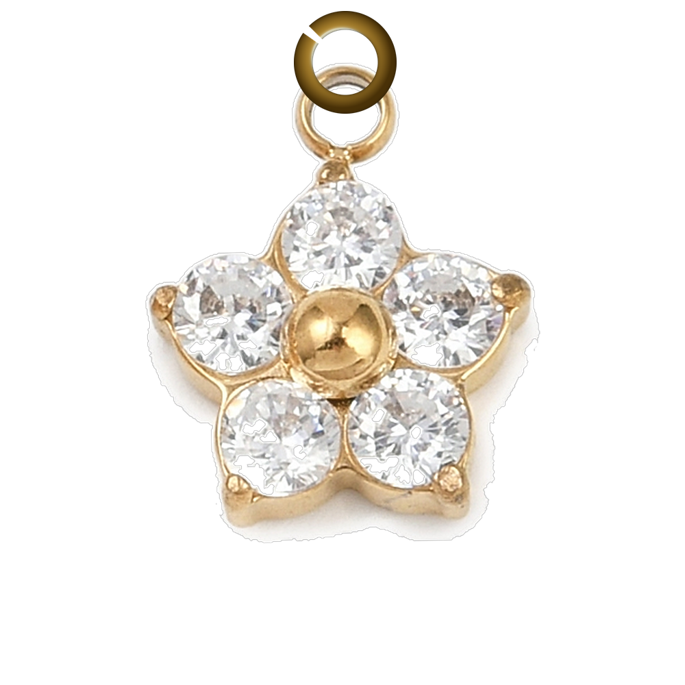 Plum Blossom Charm - Clear charm with jump ring