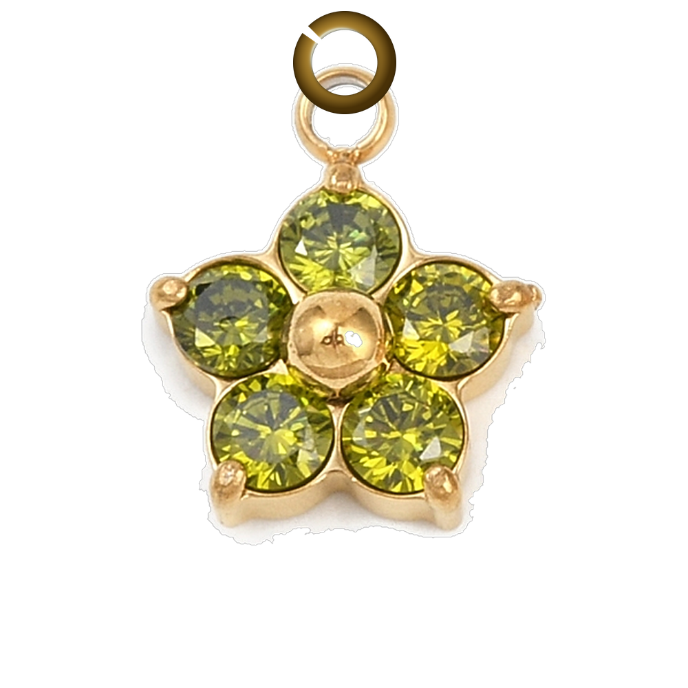 Plum Blossom Charm - Olive Green charm with jump ring