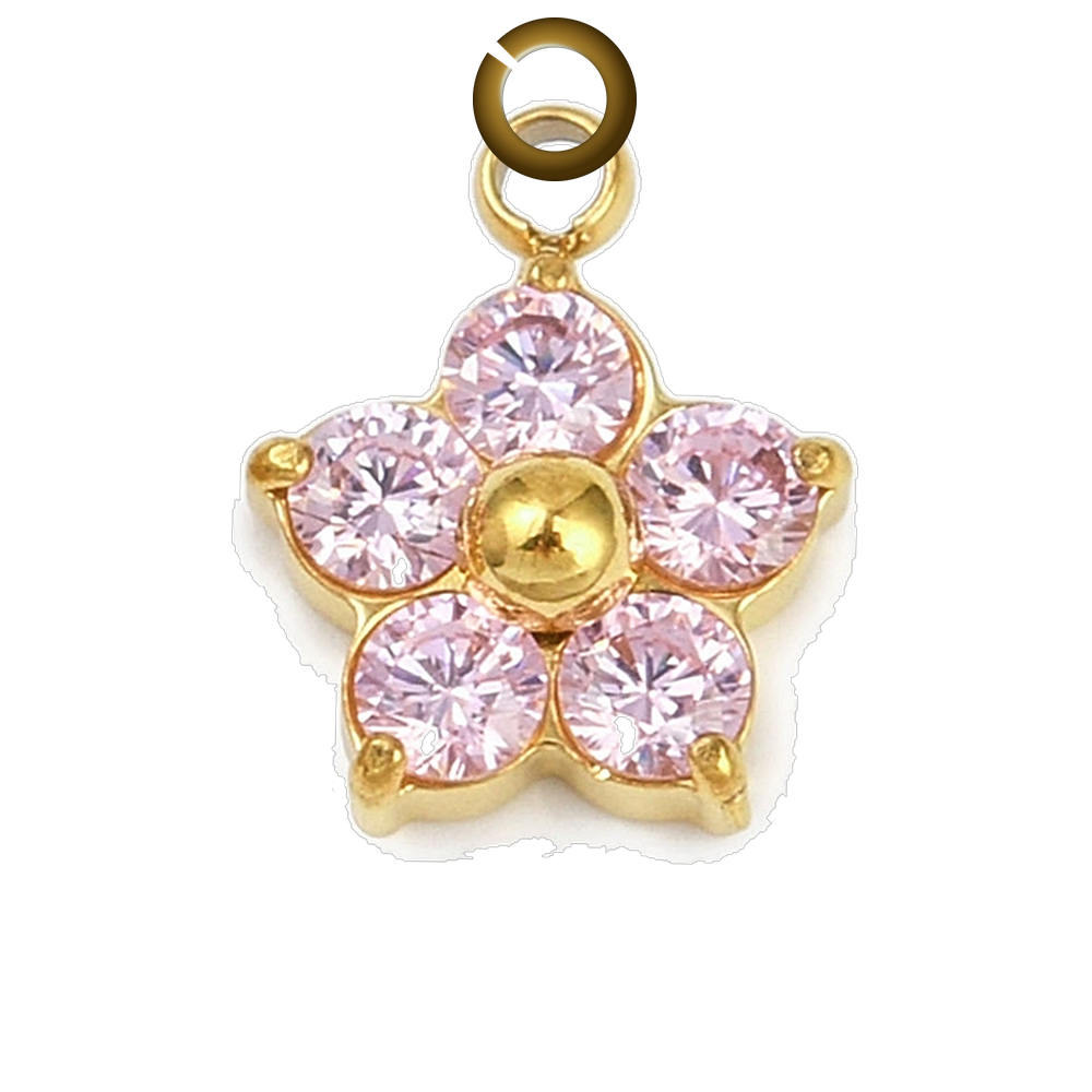Plum Blossom Charm - Pink charm with jump ring
