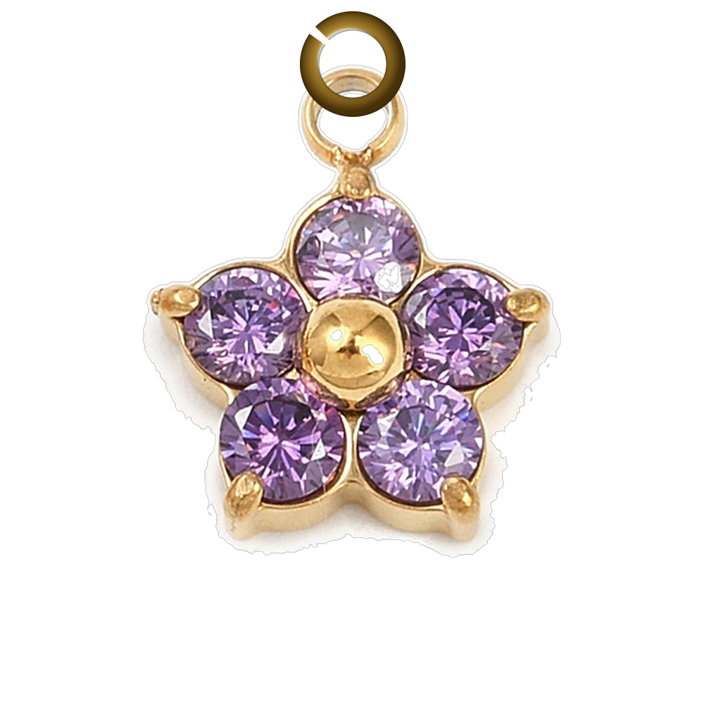 Plum Blossom Charm - Purple charm with jump ring