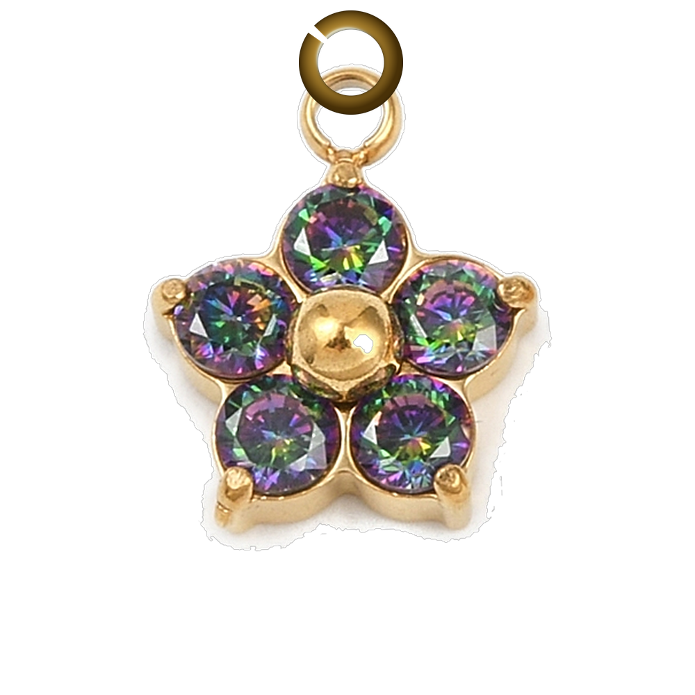 Plum Blossom Charm - Rainbow charm with jump ring