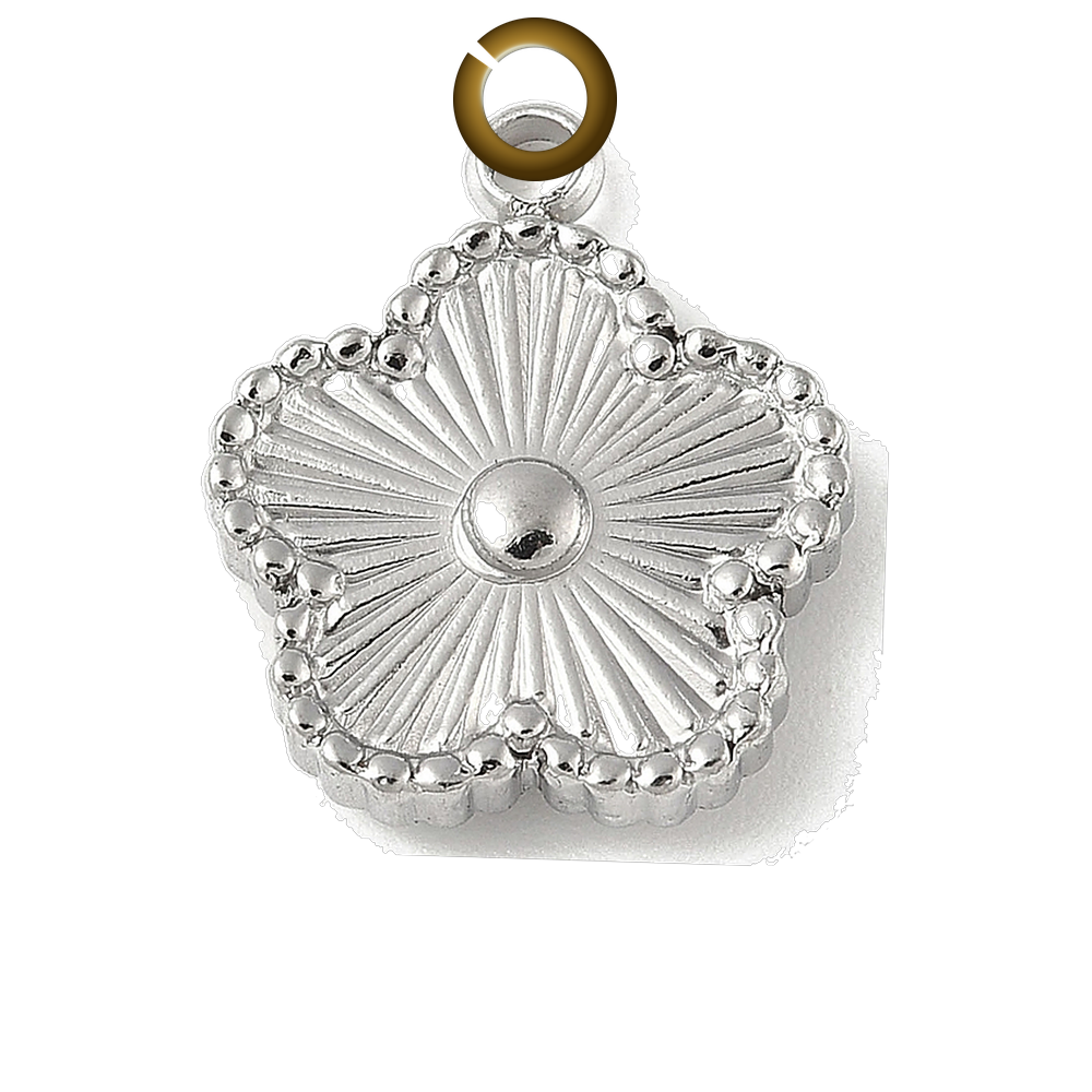 Fluted Flower Charm - Silver charm with jump ring
